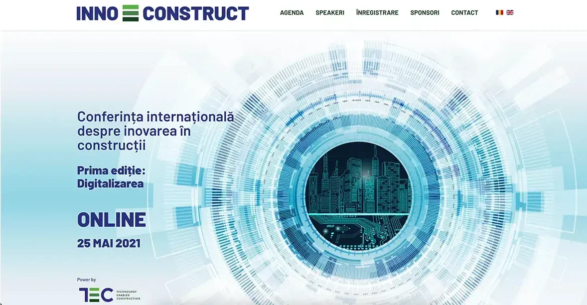 Banner INNOCONSTRUCT Prima editie Digitalizarea, online, 25 Mai 2021